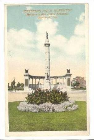 Historic postcard of the Jefferson Davis Monument.