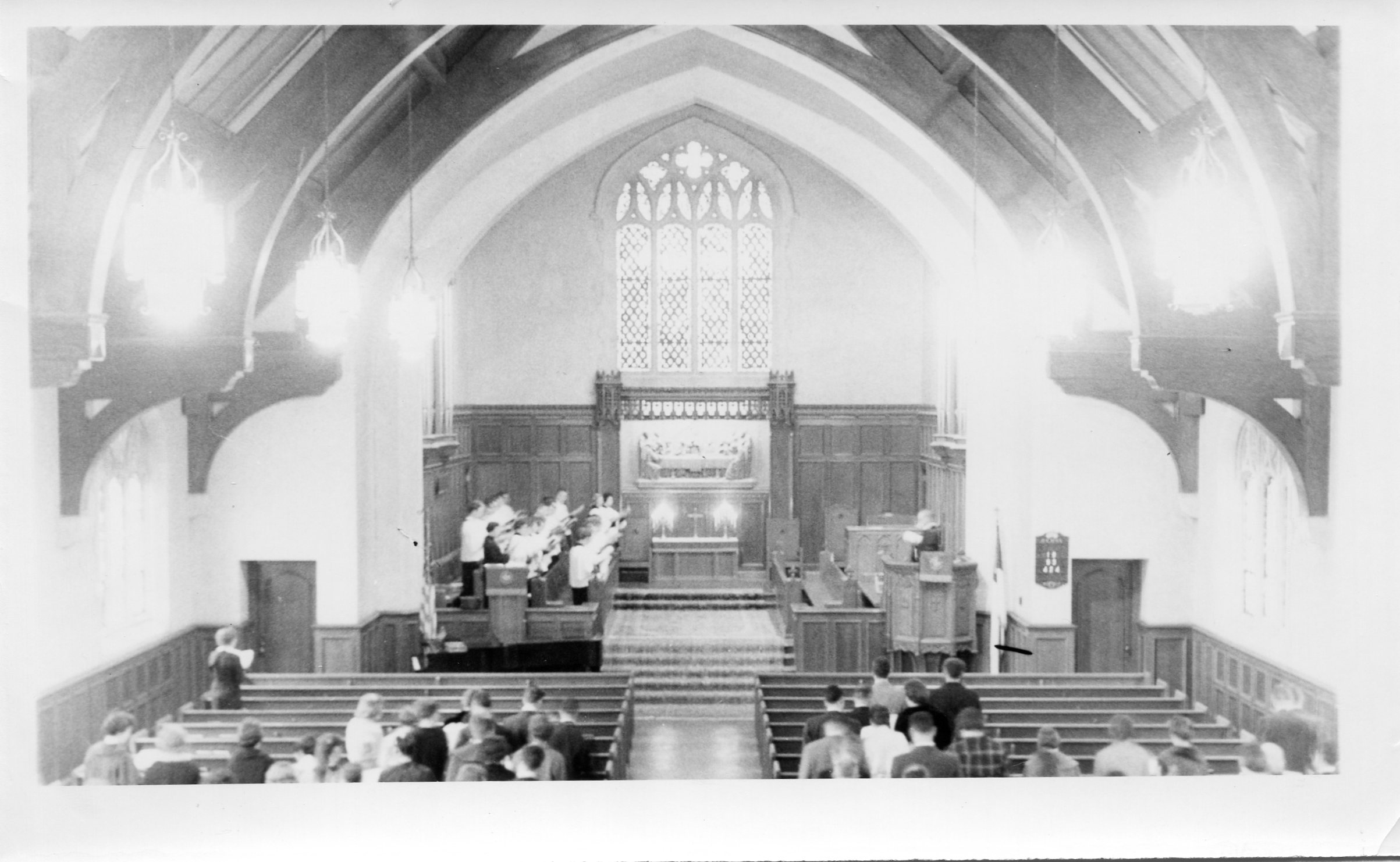 Inside of the Graham Tyler chapel after the fire of 1937