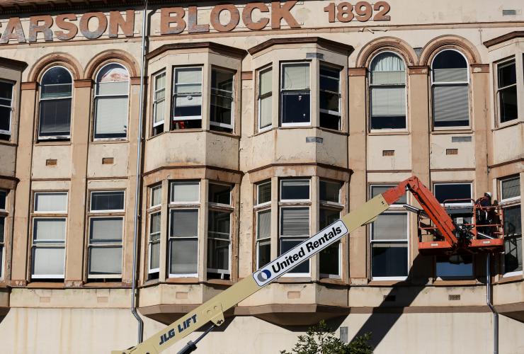 Carson Block Building during restoration