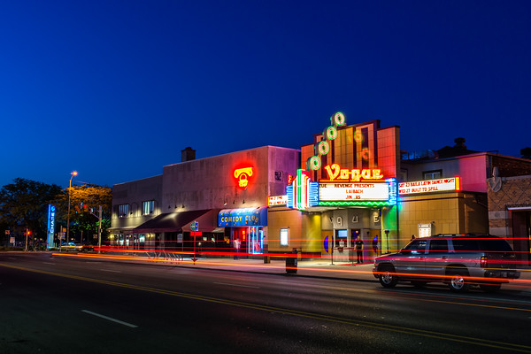 Nighttime view of the Vogue