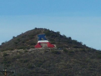The 'A' as seen from a distance. It was built in 1915 by University of Arizona students after a football team victory over Pamona College.