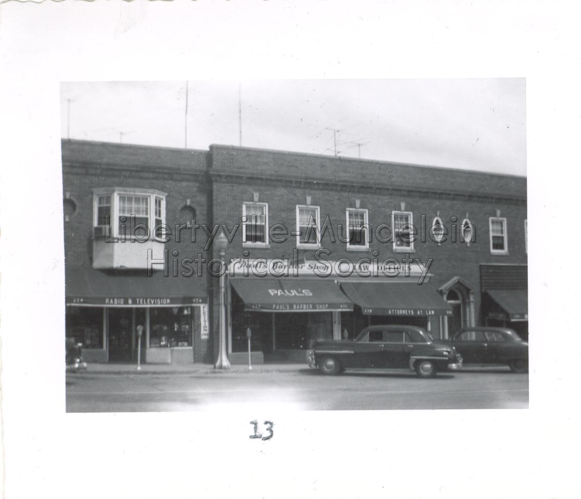 Vondracek's T.V. and Repair & Paul's Barbershop, 1955