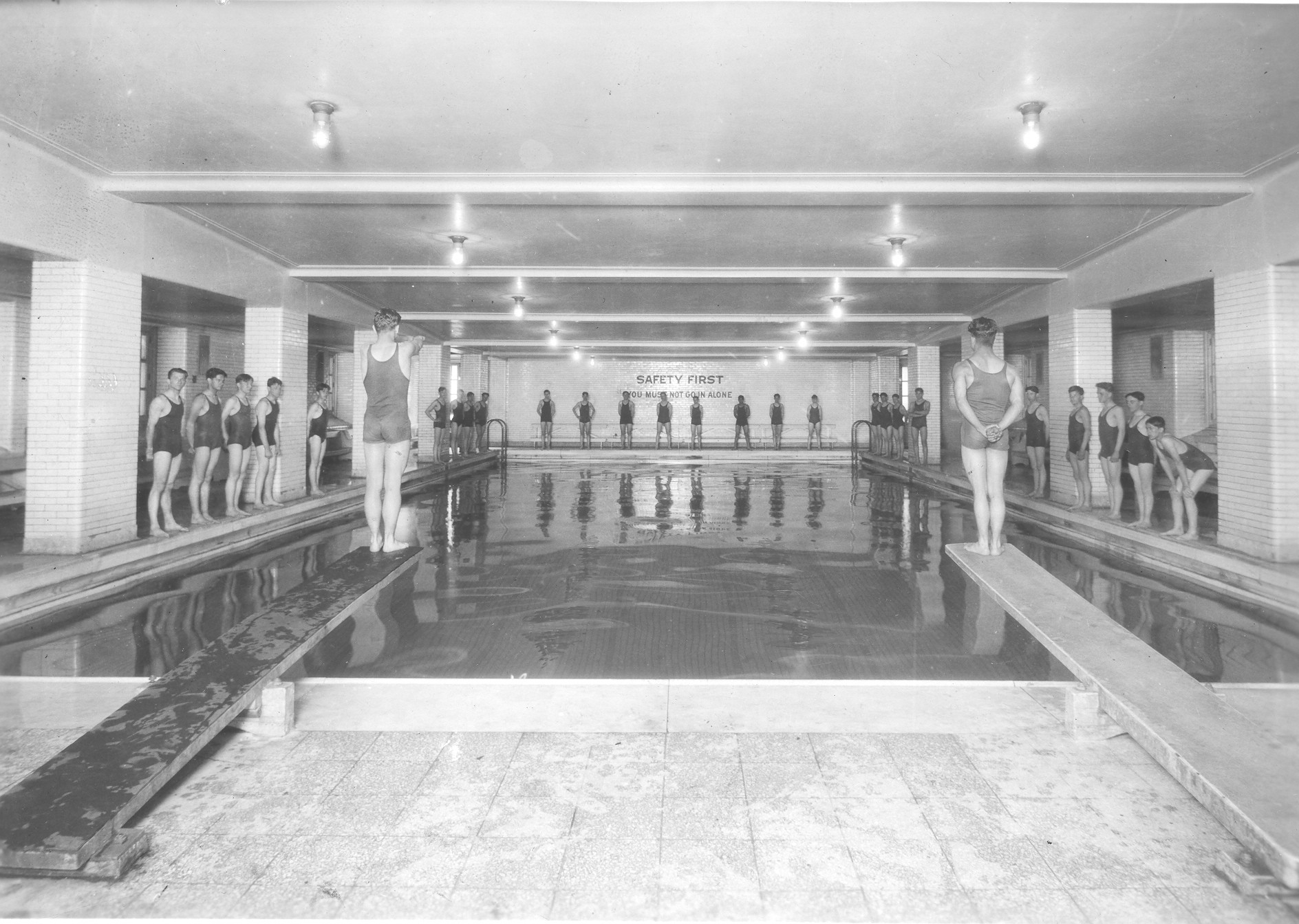 Pool in basement of High School, 1920s