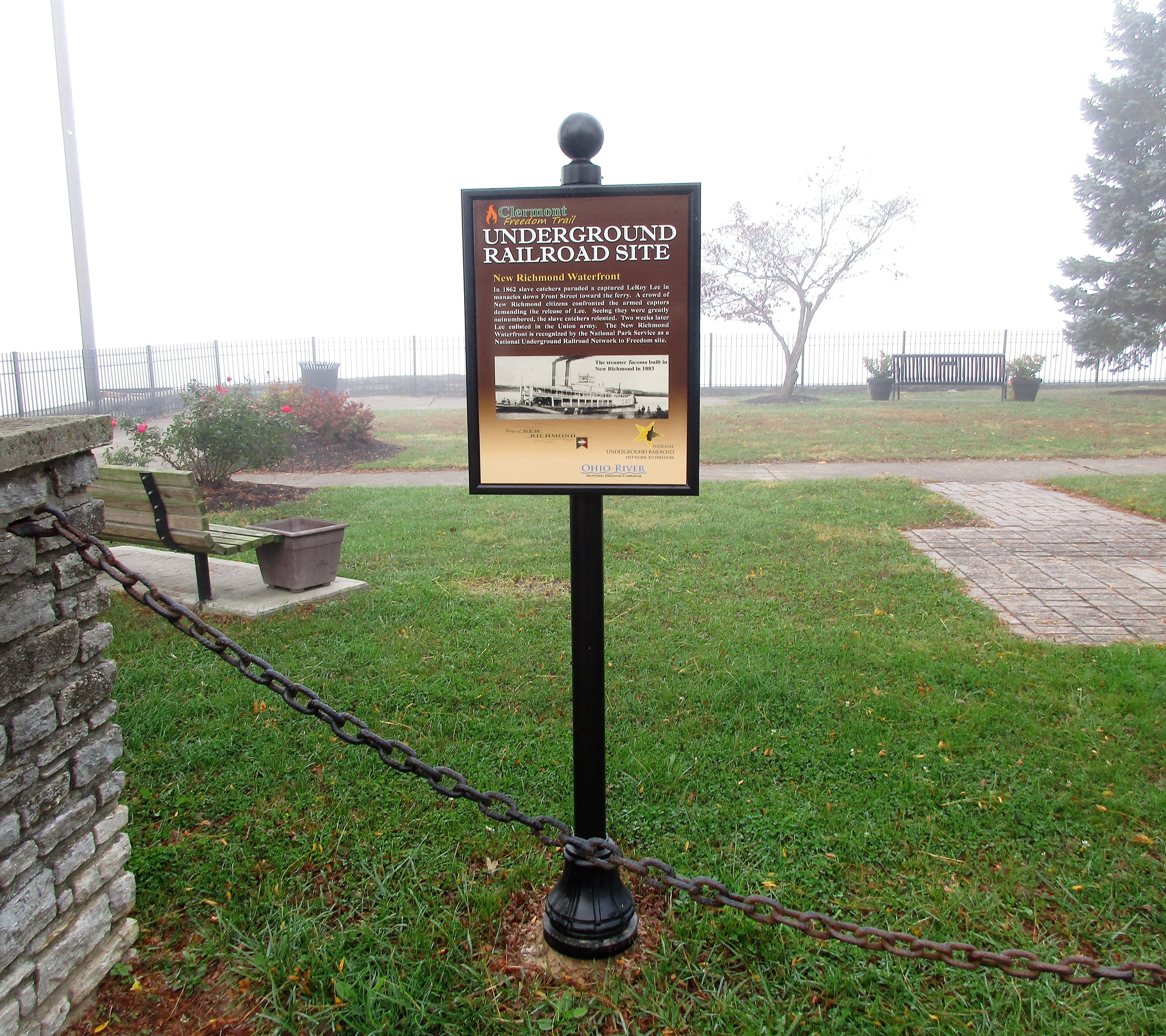 The New Richmond waterfront marker is located adjacent to the New Richmond historical marker