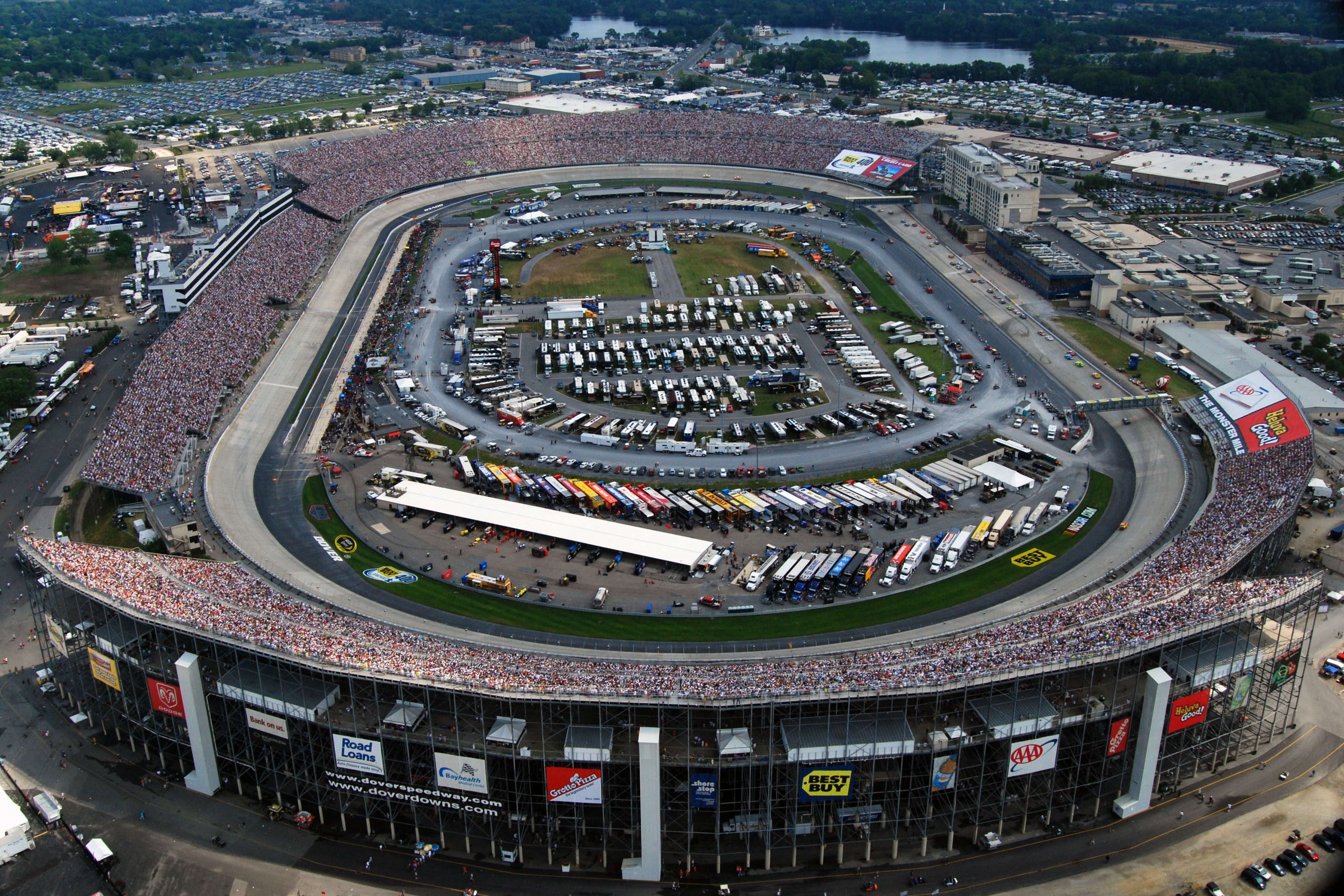 Dover International Speedway hosts NASCAR races and is known in the sport as "The Monster Mile."