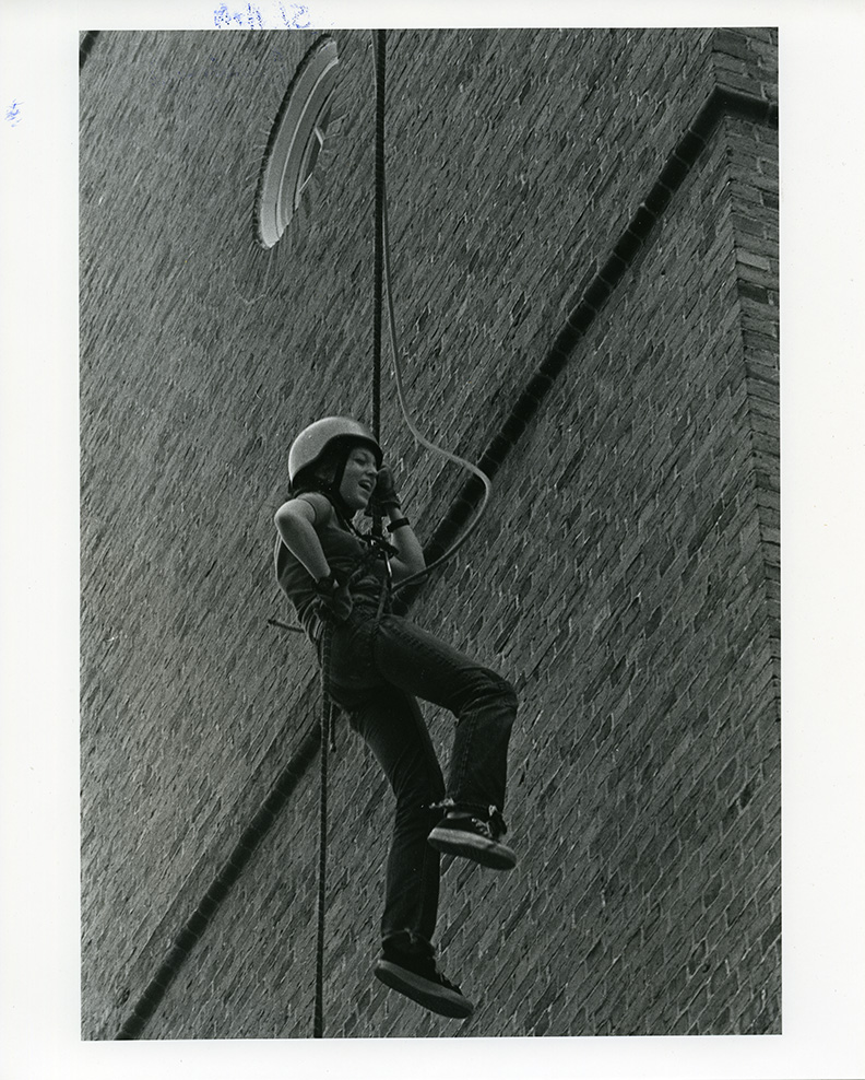 Rapelling on the Memorial Bell Tower, Search and Rescue, 1976
