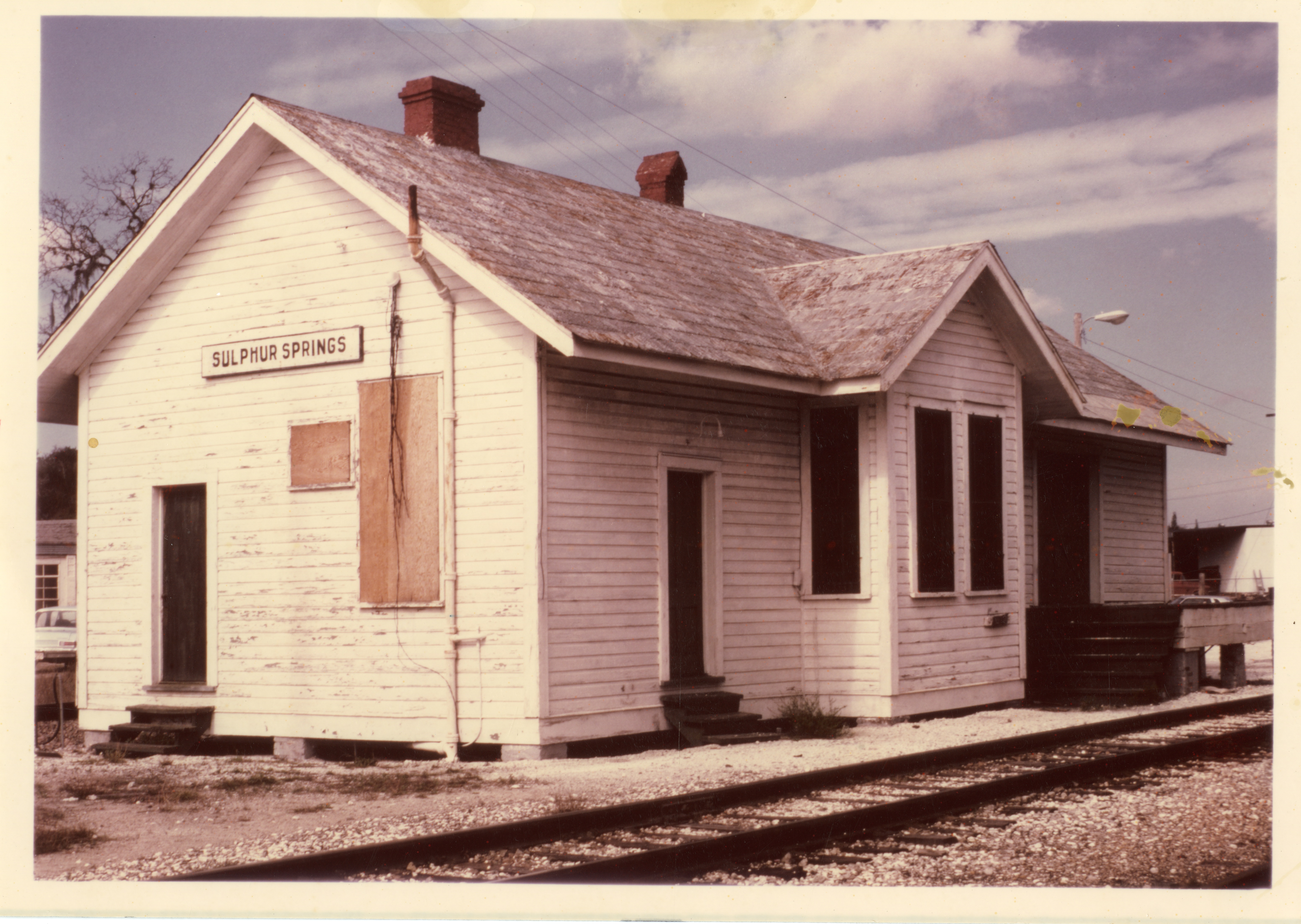 Abandoned Sulphur Springs Depot on original site, Tampa, Florida, circa 1970s.
