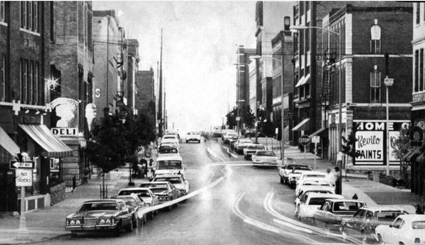 This is a photo of River Quay in its prime.  It would get so busy that cars would line the streets, up and down.  This particular photo shows Delaware Street on a busy night in July of 1974. 