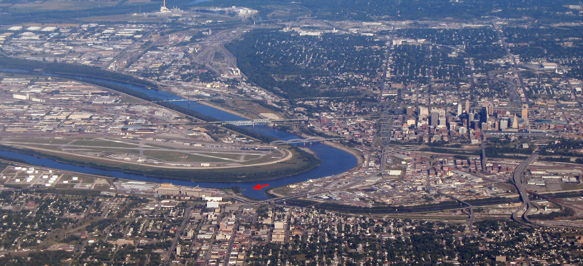 Kaw Point as seen from the air. Photo: Americasroof, via Wikimedia Commons