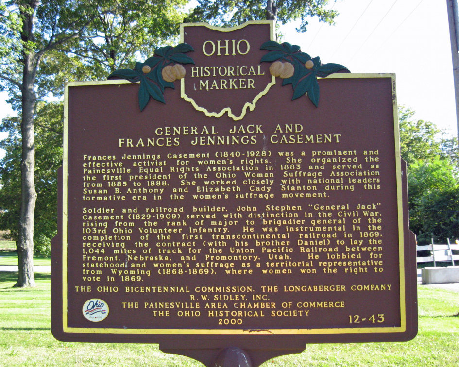 Ohio Historical Marker: General Jack and Frances Jennings Casement