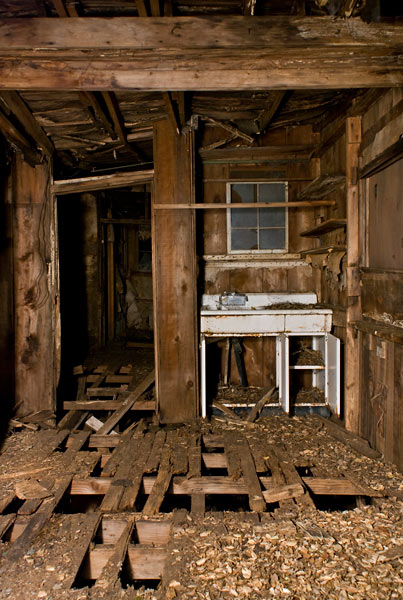 The interior of one of the guest cabins prior to renovations.