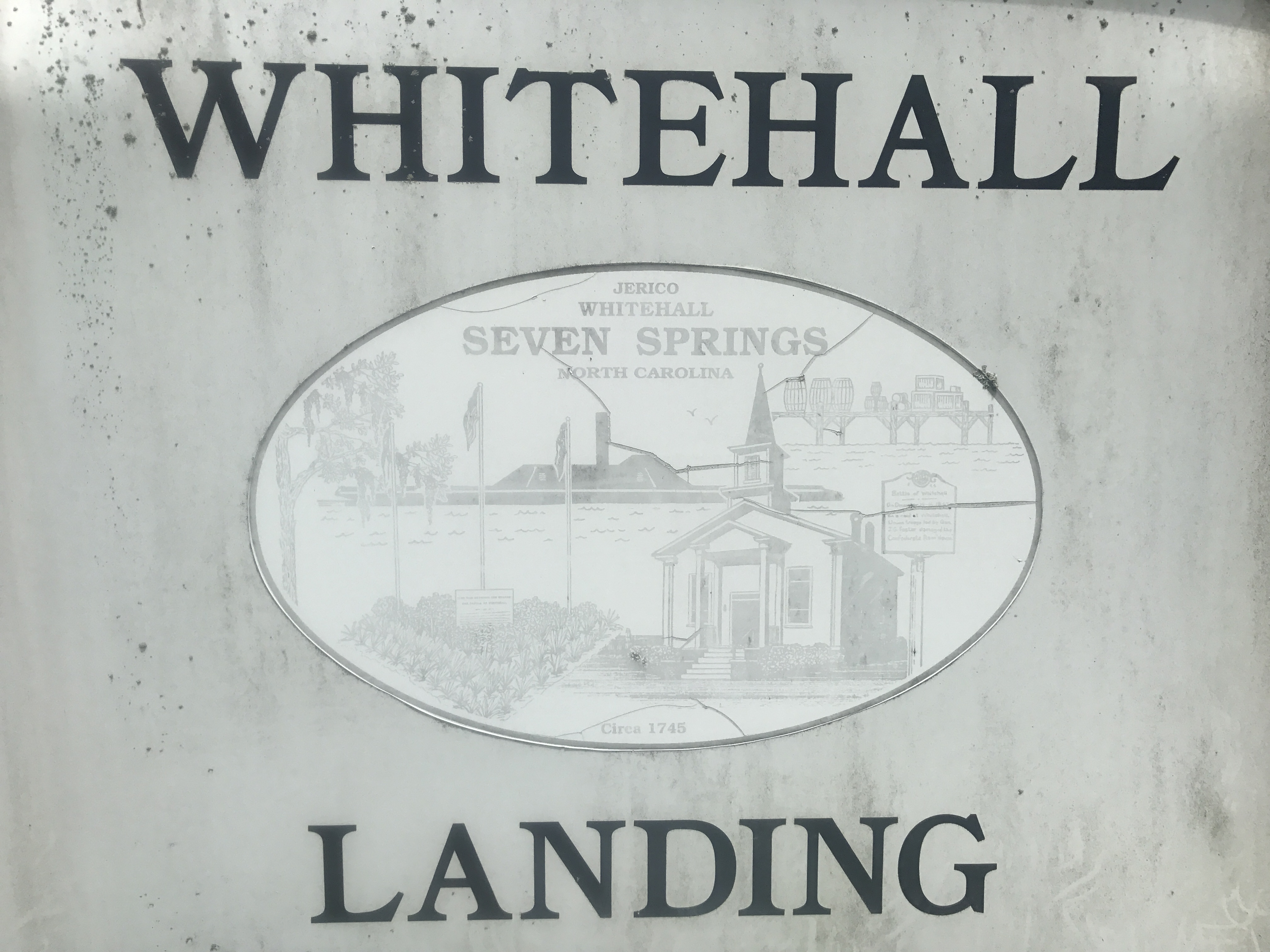 A sign at the building spot of the CSS Neuse in current day Seven Springs.