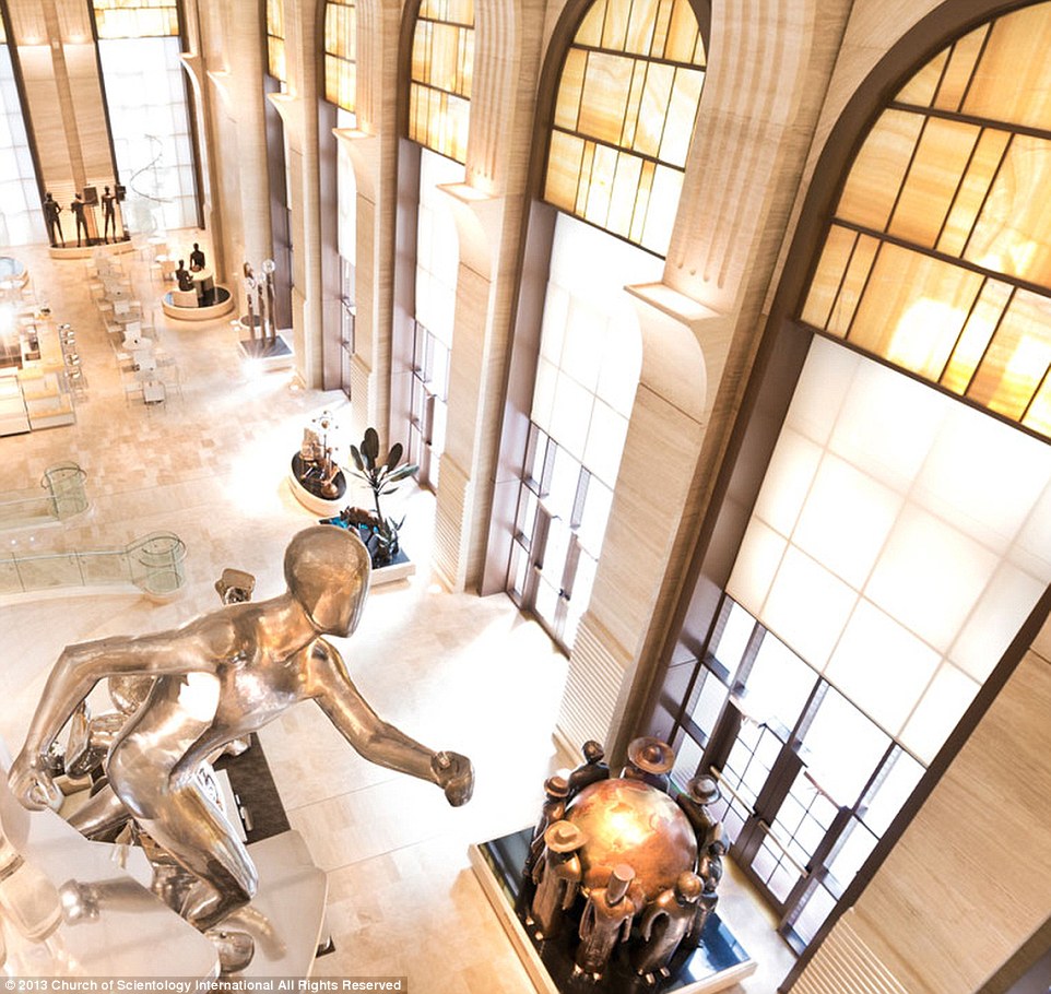 Photograph of Statues within the Main Hall of the Flag Building, Sourced from The Daily Mail article cited above, photograph originally from Official Scientology Representatives