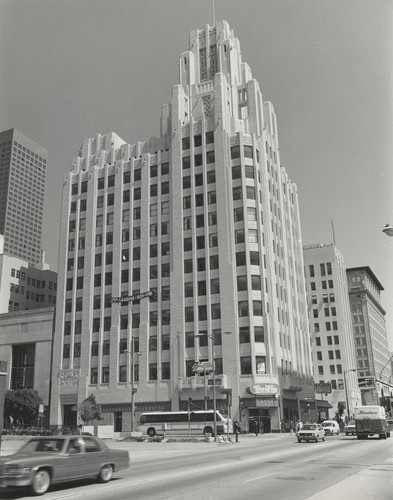 An historic black and white shot of the building.