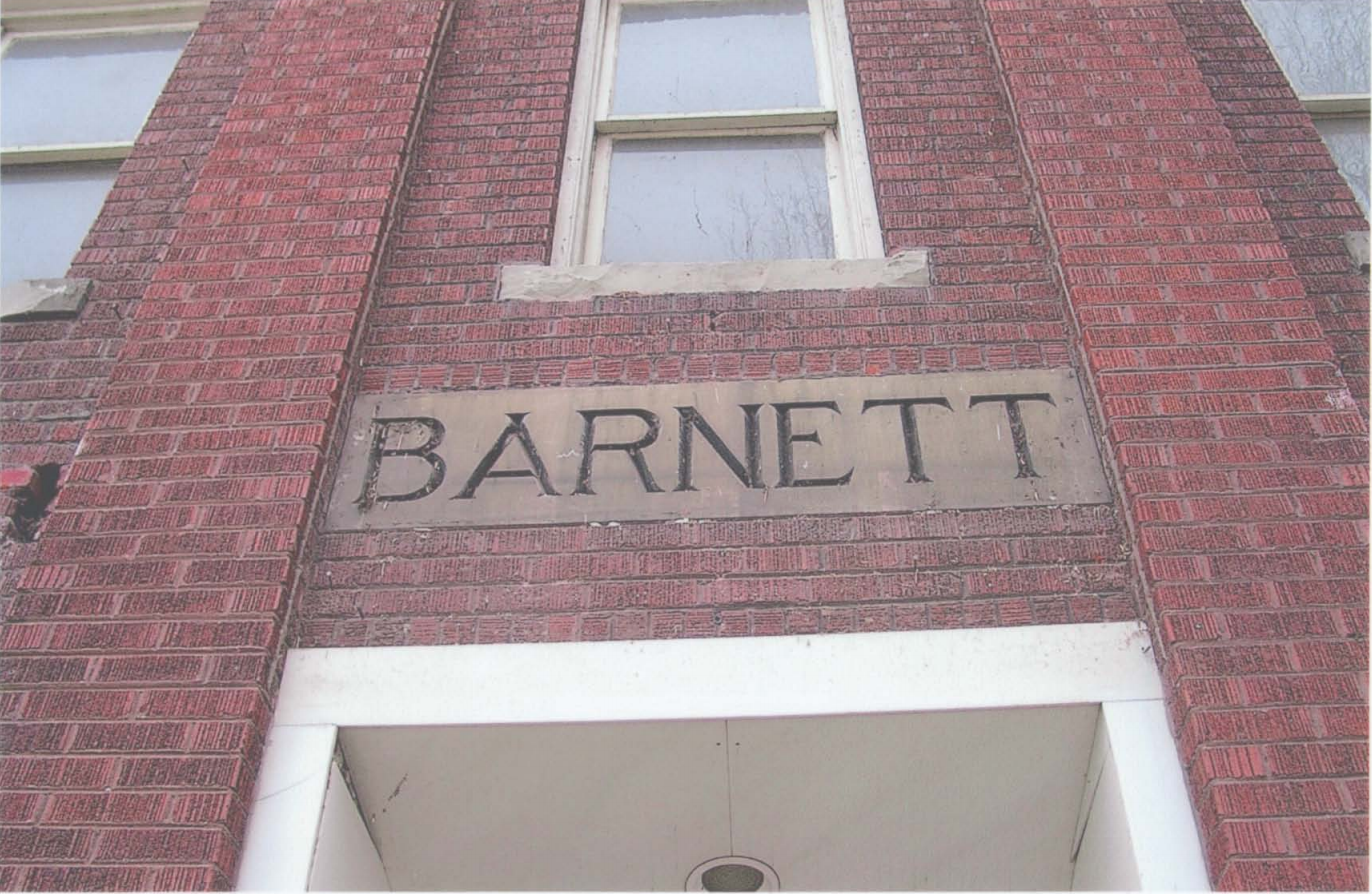 The "Barnett" inscribed over the former hospital's entry is still visible today