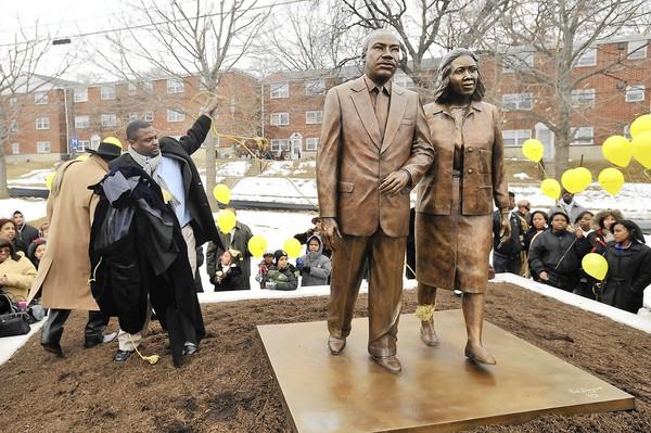 The statue of Martin Luther and Coretta Scott King in Allentown, PA.