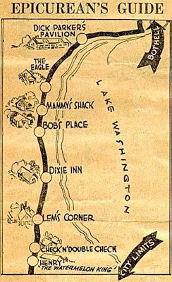 "Mammy's Shack" was located just up the road along Bothell Highway from the "Coon Chicken Inn" which was located just beyond the southern limit of this map