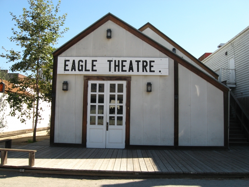 A modern-day view of the Eagle Theatre, which has been constructed as closely as possible to the original--though the structure underwent several remodels in its short life.