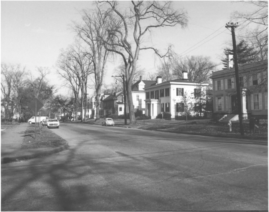 View of Broadway Northward, showing Dickey House and Smith-Boutelle House in 1972 by Richard D. Kelly, Jr.