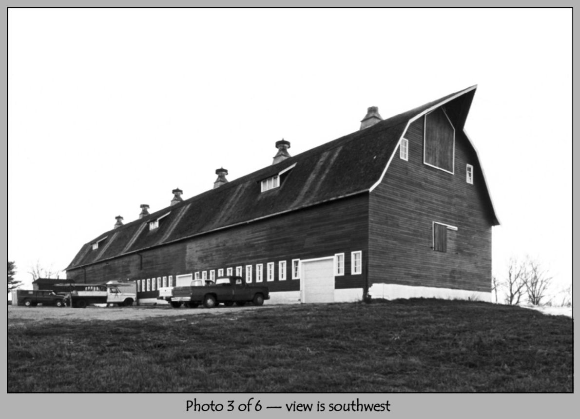 Southwest view of the barn.  This picture has been modified from its PDF format.
