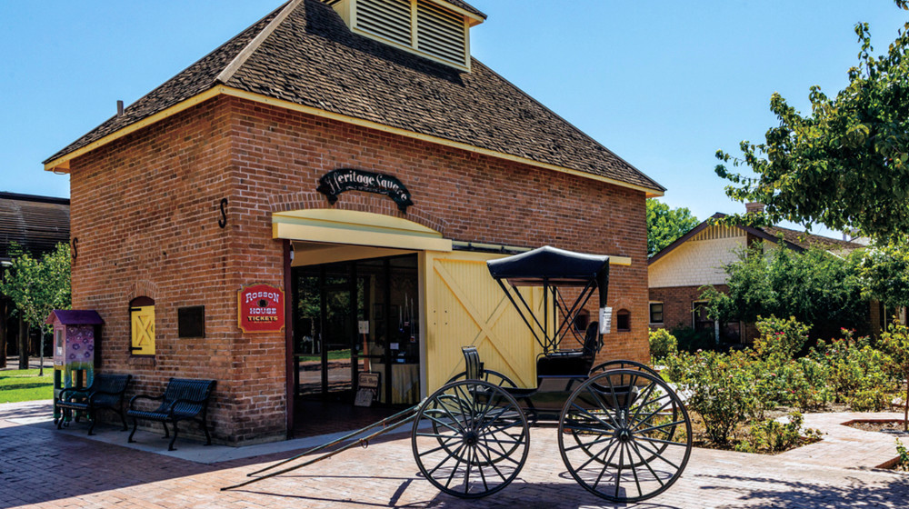 The Burgess Carriage House, constructed circa 1881, is the ticket office for the Rosson House.