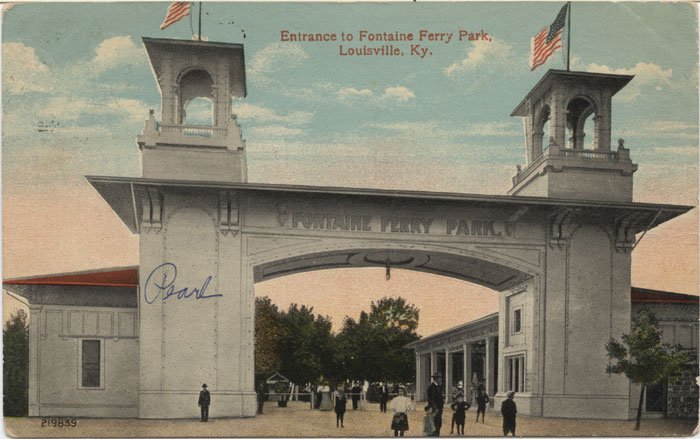 Postcard portraying image of entrance to Fontaine Ferry Park in 1915.
Gilliam Collection, Eva G. Farris Special Collections, W. Frank Steely Library, Northern Kentucky University.