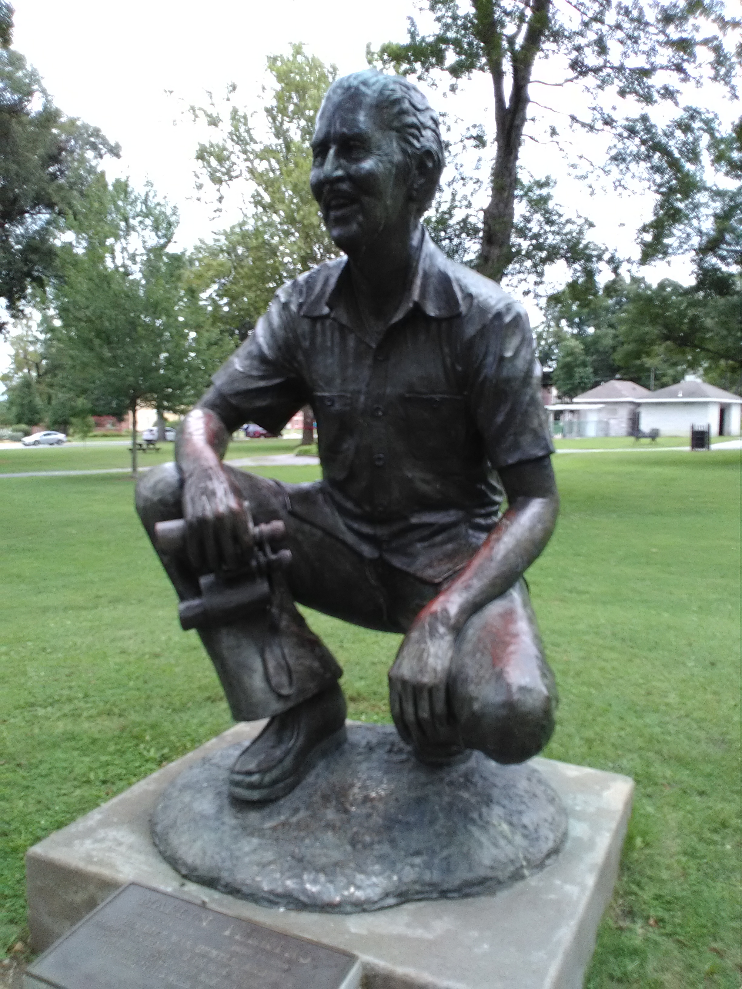 Carthage native R. Marlin Perkins is memorialized with this statue located on the western side of Central Park.