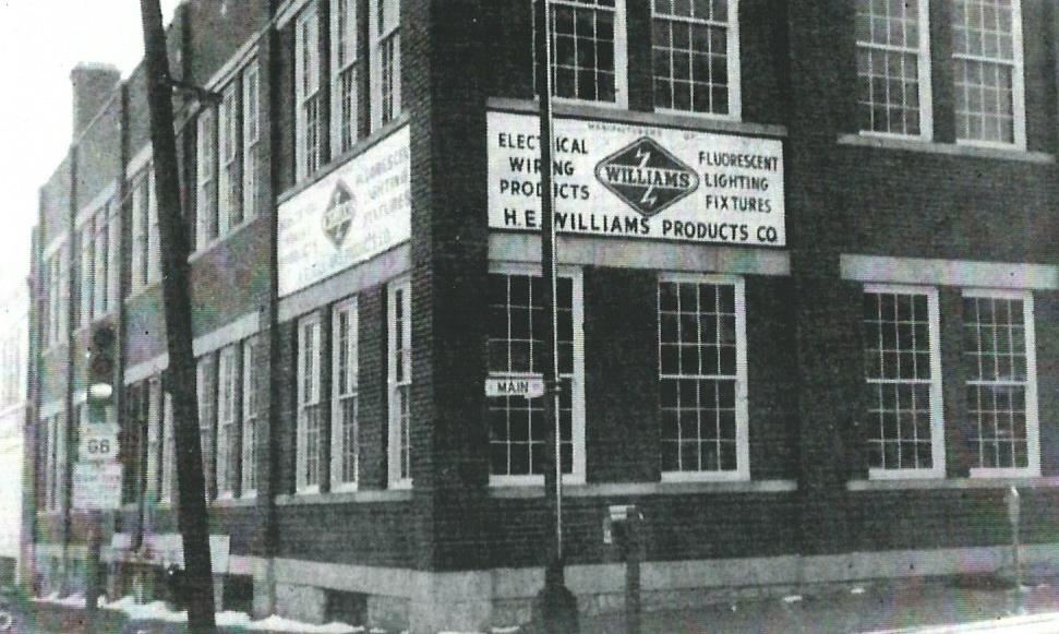 1960s image of H. E. Williams factory building. Central Avenue on the north side of the building was used as U.S. Highway 66, also known as Route 66.
