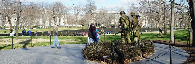The Three Soldiers with the Vietnam Memorial Wall