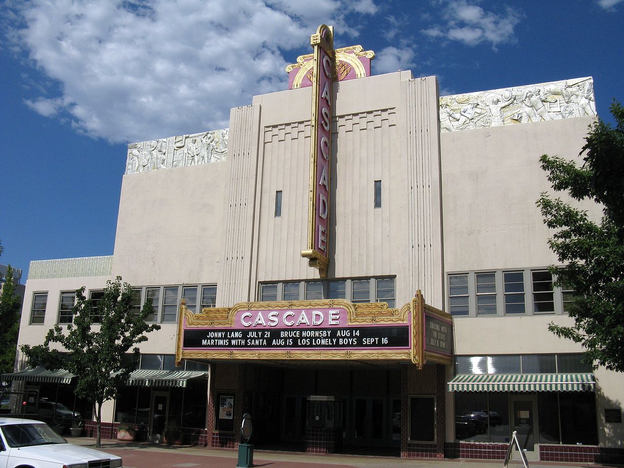 A shot of the marquee of the Cascade Theatre. 