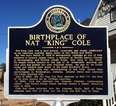 This historical marker was erected in 2015 in front of Nat "King" Cole's childhood home. 