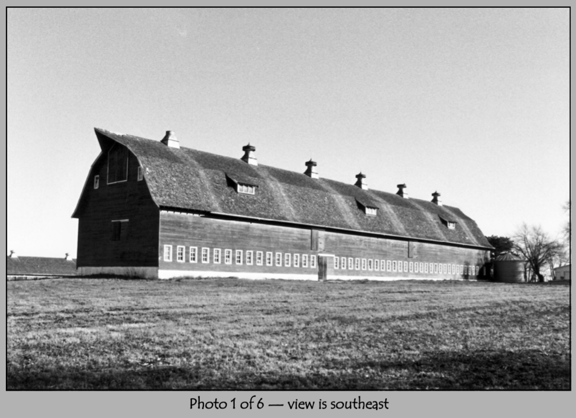 Southeast view of the barn.  This picture has been modified from its PDF format.