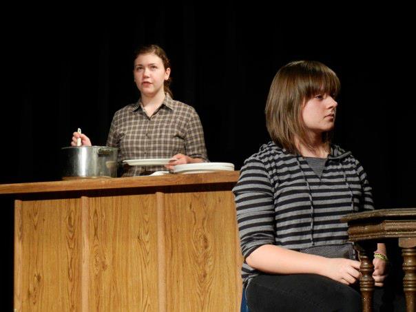 A scene from Covered Bridge Teen's Theater's performance on Anon(ymous) in 2011, directed by Sharon Stolarz.