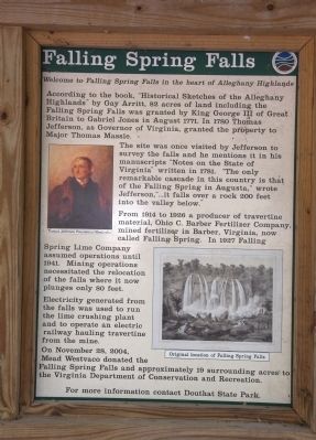 Close-up of the historical marker for Falling Spring Falls