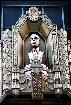 Close-up of bust of Alan Lefcourt
