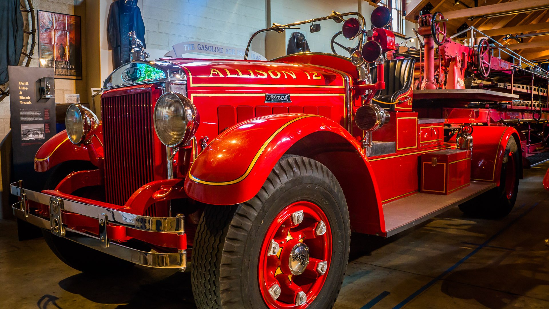 This 1935 ladder truck has been restored to its original condition.