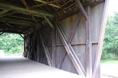 Interior frame work of the bridge. Note the Long trusses on the sides