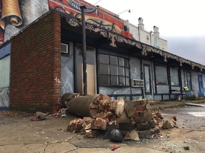 The pillar was destroyed in a car accident in December 2016, but local residents hope to rebuild the pillar from the remains.