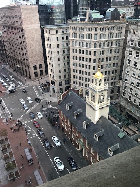 The Old State House is beside the Ames Building. The Old State House is one of Boston's most important buildings, since it helped sparked the Revolution. History lies in the corner of the Ames building.