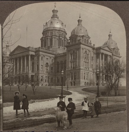 Photo of children & a goat in front of Capitol Building around 1906 (C.L. Watson)