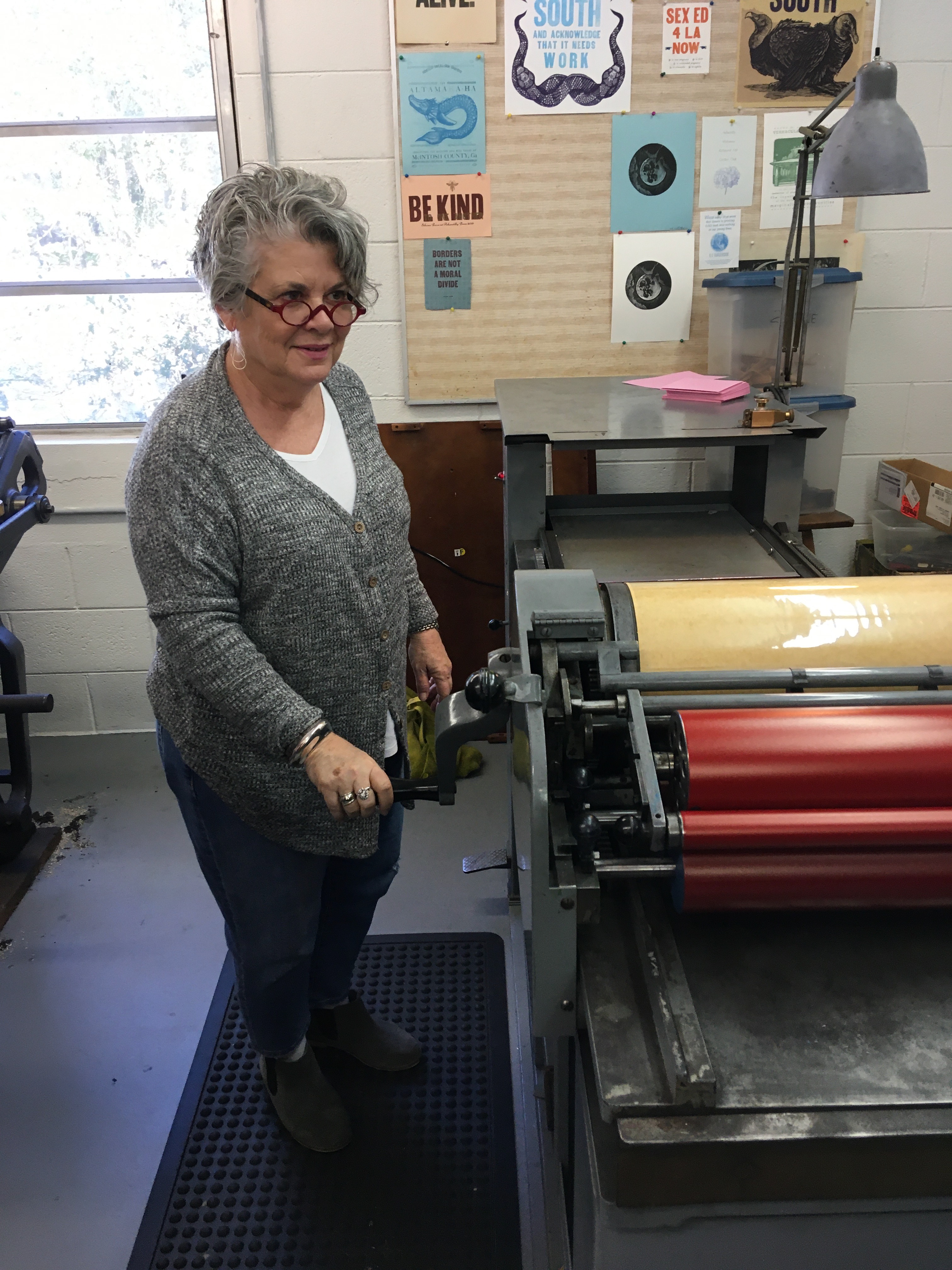 Printing Valentine cards at the Ashantilly Press