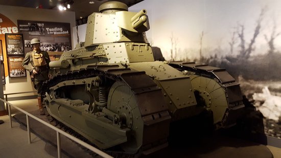 A World War I tank on exhibit within the Army Heritage Museum.