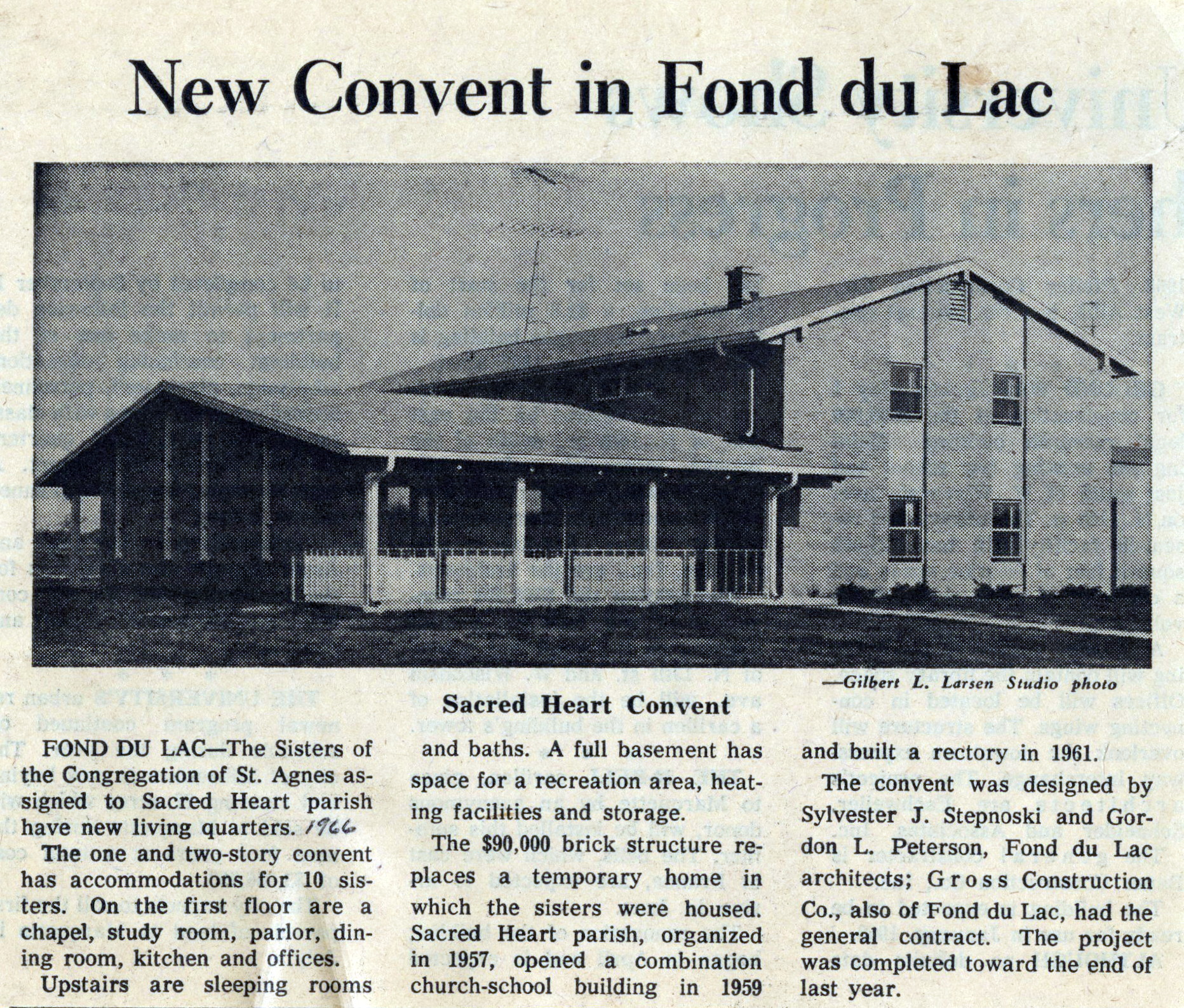 Convent at Sacred Heart Parish, 1966.