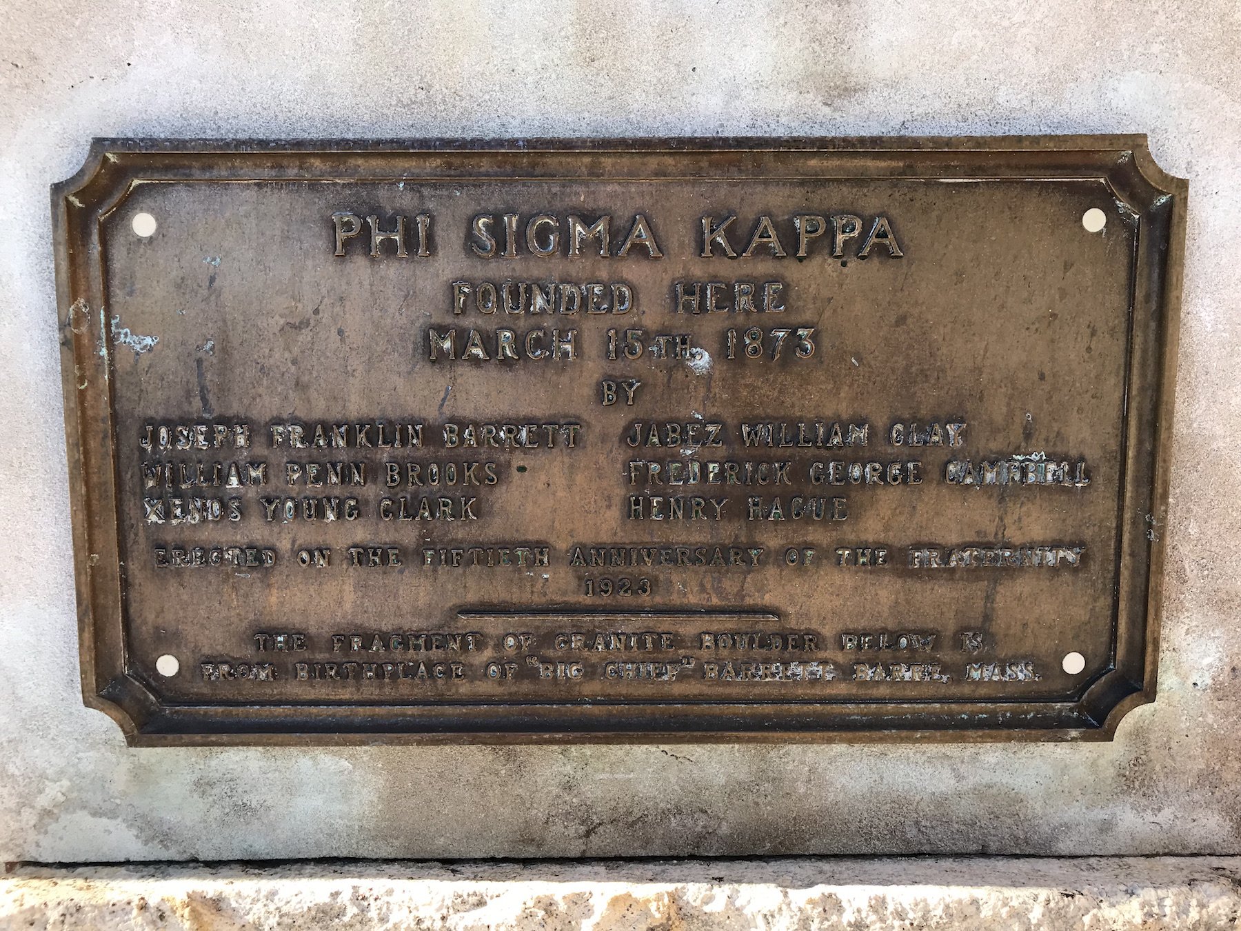 Phi Sigma Kappa Memorial, detail, 2018.