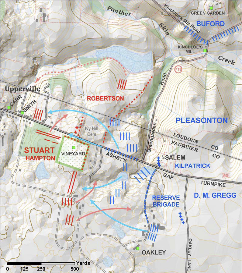Map of the tactical movements that took place during the battle