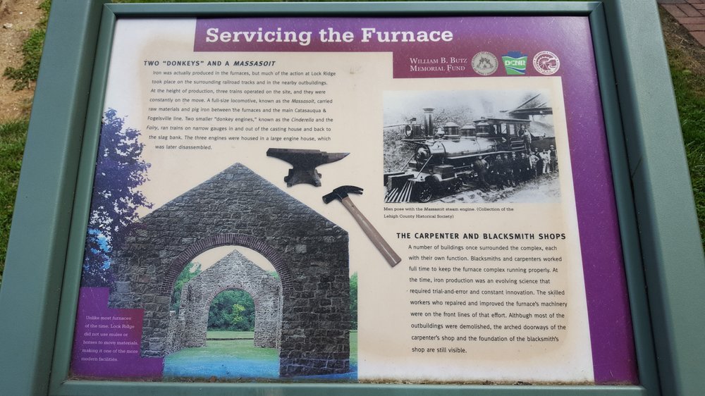 One of the informational signs that helps visitors along the self-guided tour at Lock Ridge Park.