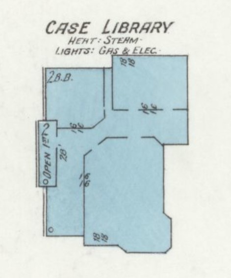 Case Library on 1912 Sanborn map of Baker University campus (p. 1)
