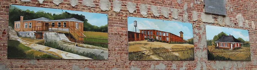 The Roanoke Canal Museum is depicted on the side of the Roanoke Rapids NC police department in a mural of historical location of Halifax county North Carolina.