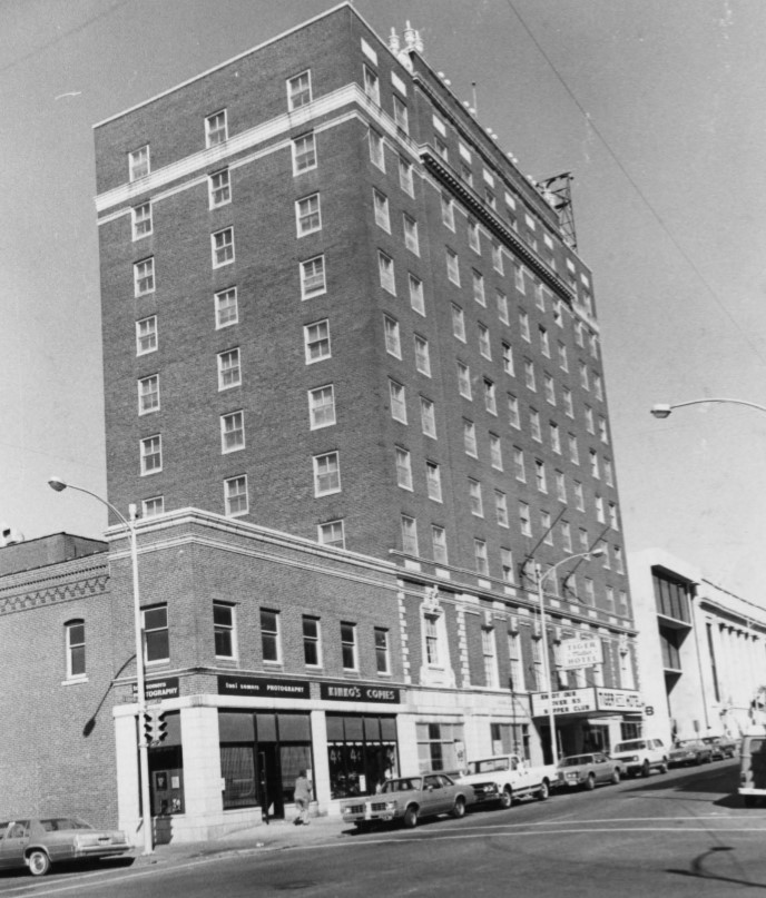 1979 photo of Tiger Hotel Building, from NRHP Nomination (Lee and Bashor)