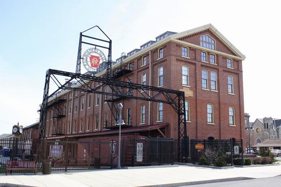 The 1882 former Master Mechanics Building that now houses the museum's indoor exhibit space.